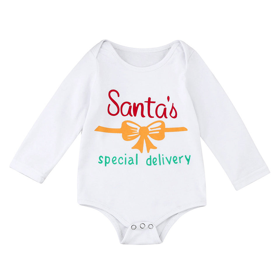 2017 Toddler Baby Christmas Santa Long Sleeve Letter Print Romper Clothes for baby Boys,girls christmas costume gift