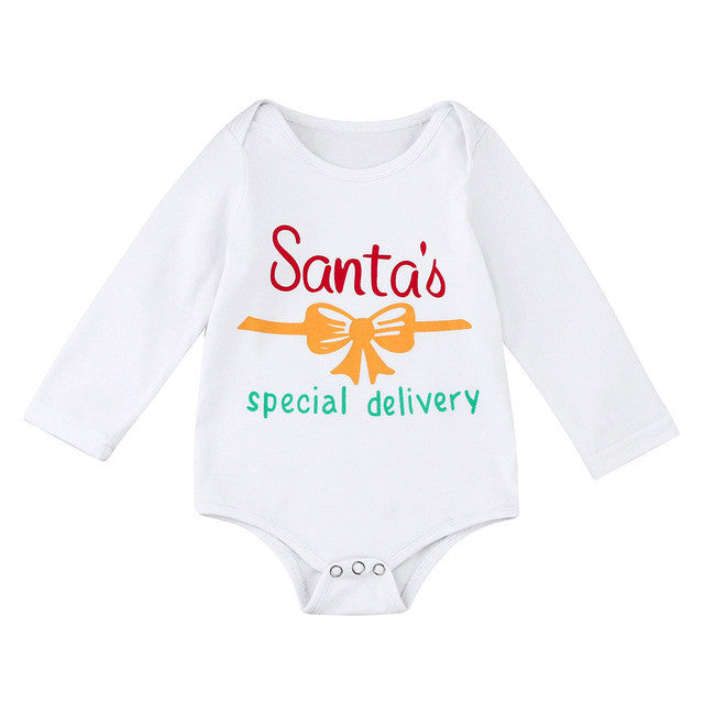 2017 Toddler Baby Christmas Santa Long Sleeve Letter Print Romper Clothes for baby Boys,girls christmas costume gift