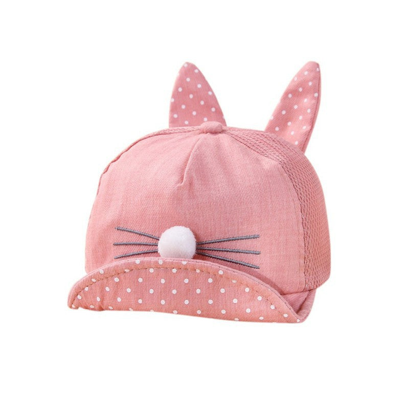 Baby sun hat Polka dot cotton rabbit ears baby hat cat baby hat
